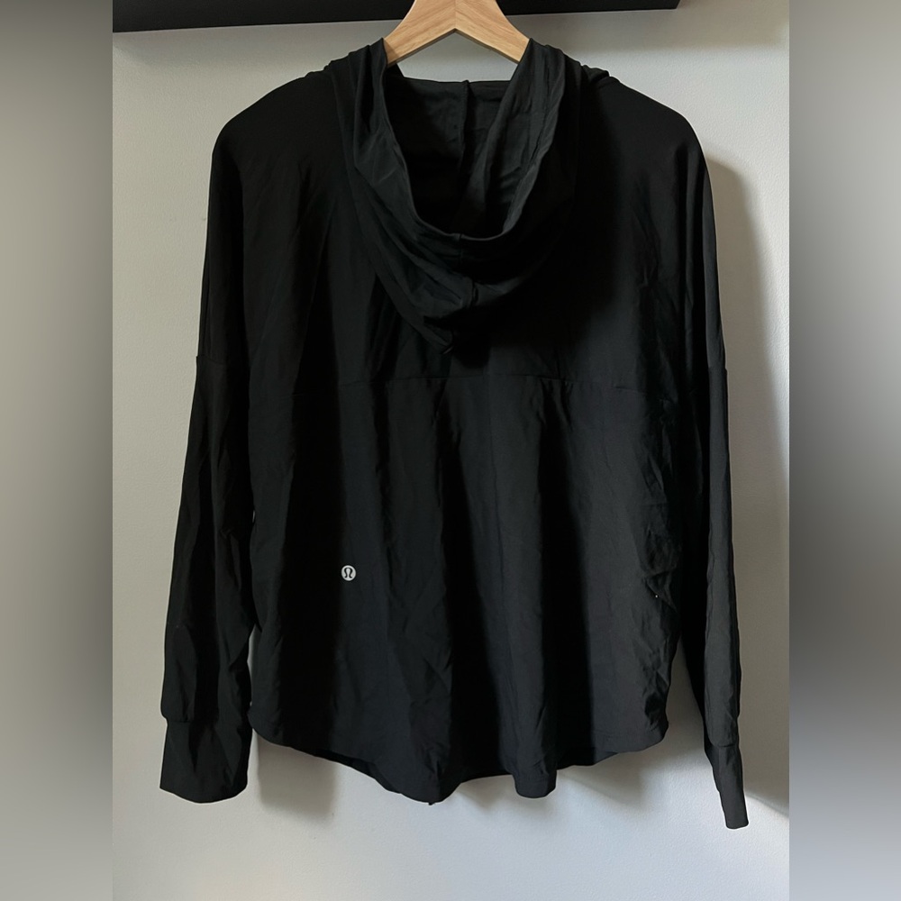 Lululemon Women’s Full Zip Loose Fit Curved Hem Lightweight Hoodie Jacket Black